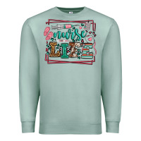Seafoam Nurse life leopard frame Premium Sweatshirt - LillyAllenDesigns
