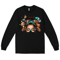 Black american football messy bun Long Sleeve Tee - texasbilliewilder