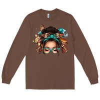 Chestnut american football messy bun Long Sleeve Tee - texasbilliewilder