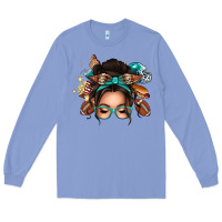 Colony Blue american football messy bun Long Sleeve Tee - texasbilliewilder