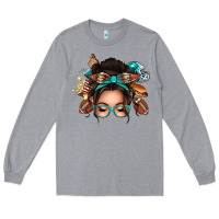 Heather Grey american football messy bun Long Sleeve Tee - texasbilliewilder