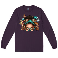 Plum american football messy bun Long Sleeve Tee - texasbilliewilder