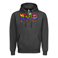 Charcoal Heather Peace love equality Zipper Hoodie - FaDigitalArtStudio