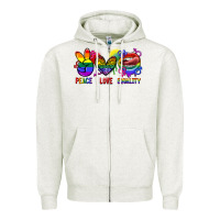 Oatmeal Heather Peace love equality Zipper Hoodie - FaDigitalArtStudio