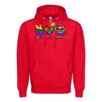 Red Peace love equality Zipper Hoodie - FaDigitalArtStudio