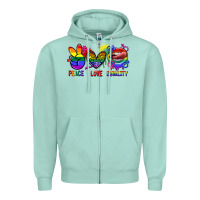 Seafoam Peace love equality Zipper Hoodie - FaDigitalArtStudio