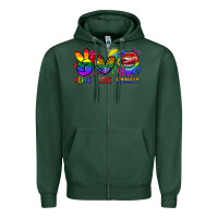 Sports Green Peace love equality Zipper Hoodie - FaDigitalArtStudio