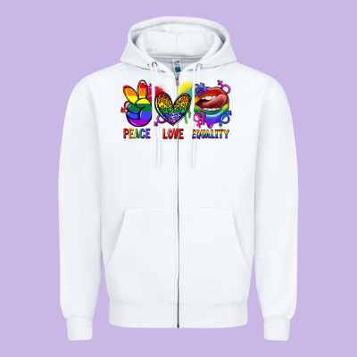 Peace Love Equality Zipper Hoodie Designed By Fadigitalartstudio