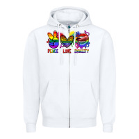 White Peace love equality Zipper Hoodie - FaDigitalArtStudio