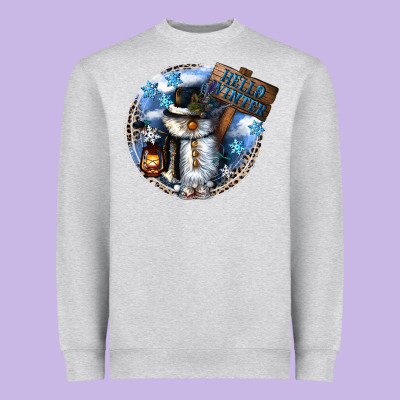 Hello Winter Heavyweight Sweatshirt Designed By Cowgirlartshop
