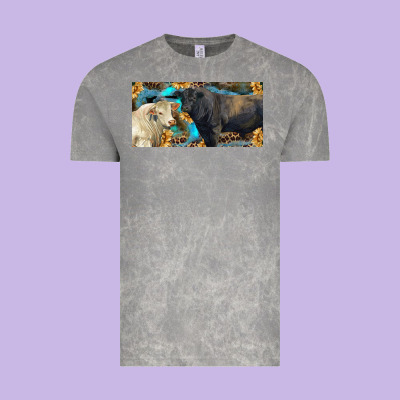 Charolais And Black Angus Bull With Sunflower And Leopard Vintage Tee Designed By Ranaportraitstore