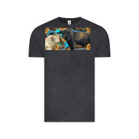 Vintage Black Charolais and black angus bull with sunflower and leopard Vintage Tee - RanaPortraitStore