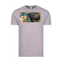 Vintage Zinc Charolais and black angus bull with sunflower and leopard Vintage Tee - RanaPortraitStore