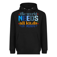 Black The world needs all kinds of minds Heavyweight Hoodie - CowhideDigitalArt