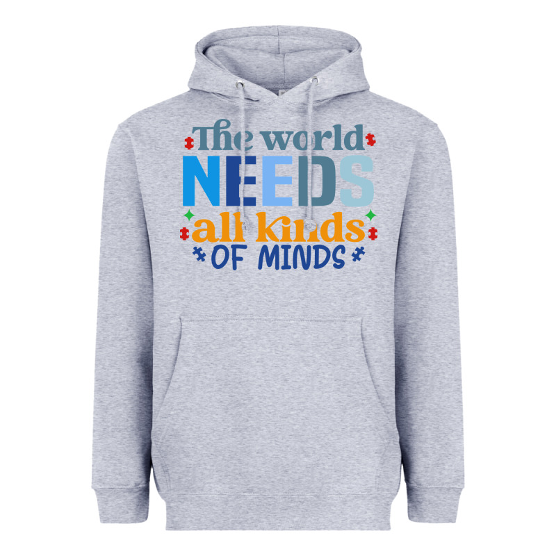 The World Needs All Kinds Of Minds Heavyweight Hoodie by CowhideDigitalArt | Teevron