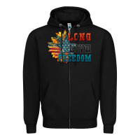 Black Long live freedom Zipper Hoodie - FaDigitalArtStudio