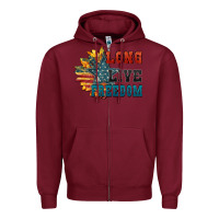 Burgundy Long live freedom Zipper Hoodie - FaDigitalArtStudio