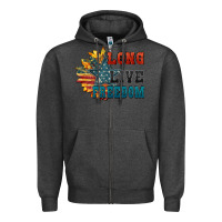 Charcoal Heather Long live freedom Zipper Hoodie - FaDigitalArtStudio