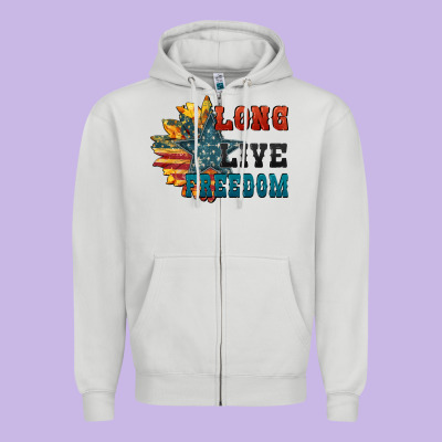 Long Live Freedom Zipper Hoodie Designed By Fadigitalartstudio