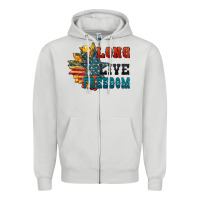 Dove Grey Long live freedom Zipper Hoodie - FaDigitalArtStudio