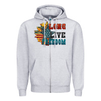 Heather Grey Long live freedom Zipper Hoodie - FaDigitalArtStudio