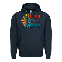 Navy Long live freedom Zipper Hoodie - FaDigitalArtStudio