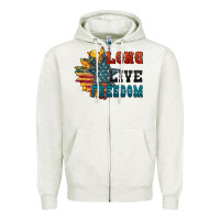 Oatmeal Heather Long live freedom Zipper Hoodie - FaDigitalArtStudio