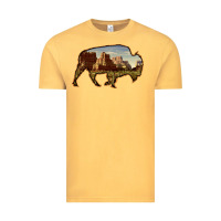 Vintage Mustard Bison Silhouette Desert Landscape Vintage Tee - Bettercallsaul
