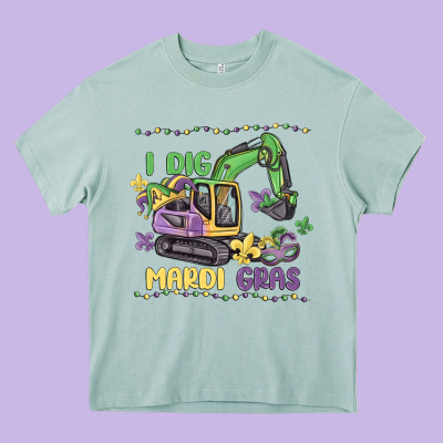 I Dig Mardi Gras Heavy Core Tee Designed By Maliassmallbusiness
