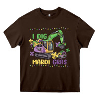 Chocolate Brown i dig mardi gras Heavy Core Tee - MaliasSmallBusiness