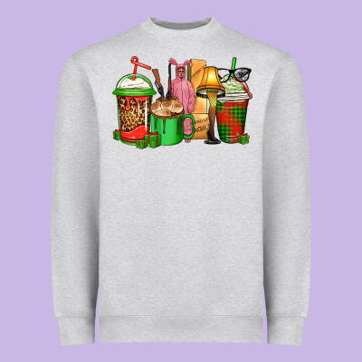 Christmas Movie Coffee Cups Heavyweight Sweatshirt Designed By Cowgirlartshop