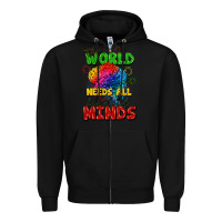 Black The world needs all kinds of minds Zipper Hoodie - FaDigitalArtStudio