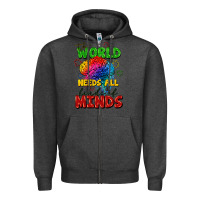 Charcoal Heather The world needs all kinds of minds Zipper Hoodie - FaDigitalArtStudio