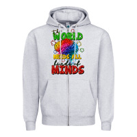 Heather Grey The world needs all kinds of minds Zipper Hoodie - FaDigitalArtStudio