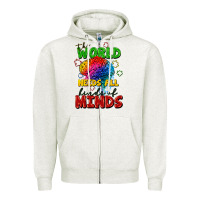 Oatmeal Heather The world needs all kinds of minds Zipper Hoodie - FaDigitalArtStudio
