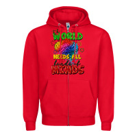 Red The world needs all kinds of minds Zipper Hoodie - FaDigitalArtStudio