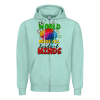 Seafoam The world needs all kinds of minds Zipper Hoodie - FaDigitalArtStudio