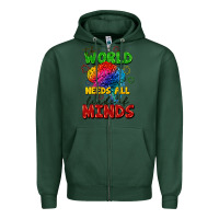 Sports Green The world needs all kinds of minds Zipper Hoodie - FaDigitalArtStudio