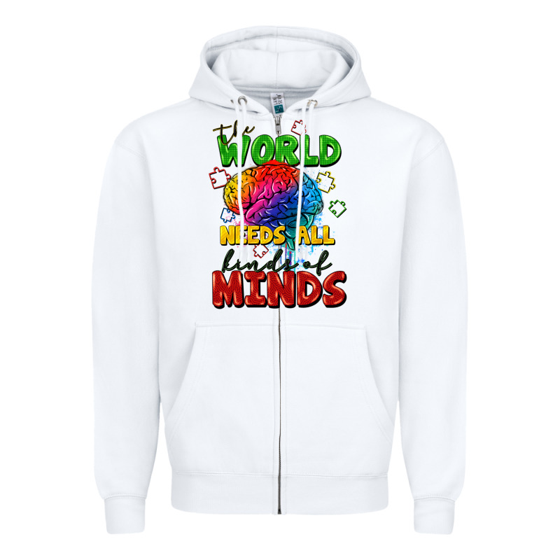 The World Needs All Kinds Of Minds Zipper Hoodie by FaDigitalArtStudio | Teevron
