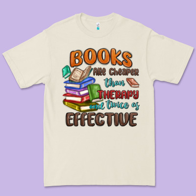 Books Are Cheaper Than Therapy Premium Tee Designed By Maliassmallbusiness