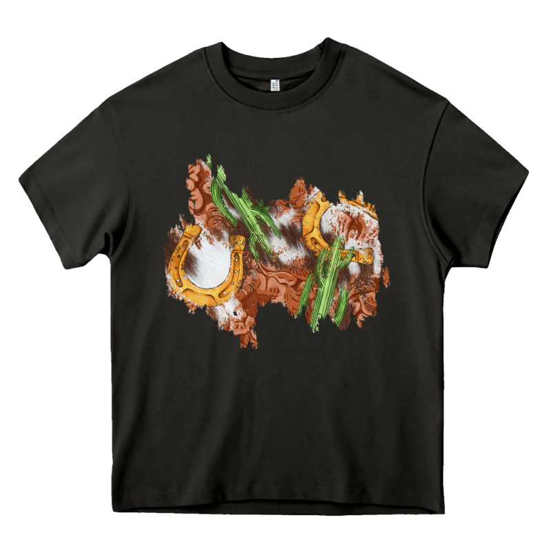 Horseshoe Cowhide Cactus Patch Heavy Core Tee by AdoDesignShop | Teevron