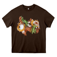 Chocolate Brown horseshoe cowhide cactus patch Heavy Core Tee - AdoDesignShop