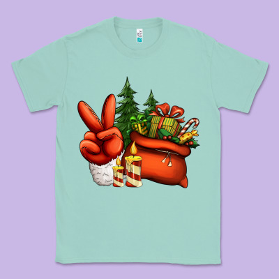 Christmas Santa Claus Peace Hand Classic Tee Designed By Jasminsmagicworld