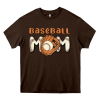 Chocolate Brown baseball mom Heavy Core Tee - MaliasSmallBusiness