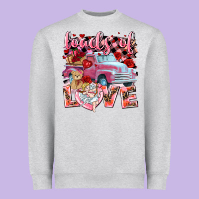 Loads Of Love Valentine's Day Truck Heavyweight Sweatshirt Designed By Howdyjamesfarm