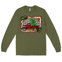 Army Green Christmas Truck With Christmas Tree Long Sleeve Tee - RanaPortraitStore