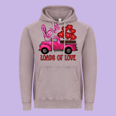 Valentine's Day Loads Of Love Turck With Balloons Vintage Hoodie Designed By Ranaportraitstore