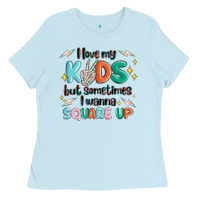 Baby Blue i love my kids but sometimes i wanna square up Ladies Tee - MaliasSmallBusiness