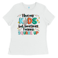 White i love my kids but sometimes i wanna square up Ladies Tee - MaliasSmallBusiness