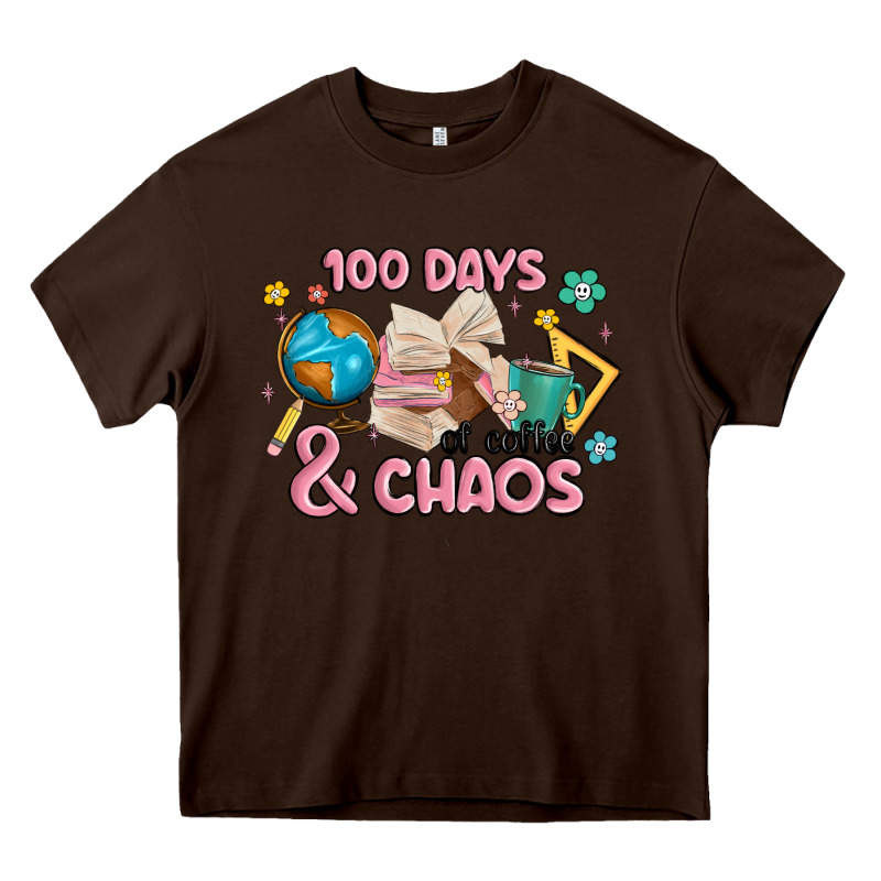 100 Days Of Coffe And Chaos Heavy Core Tee by MaliasSmallBusiness | Teevron